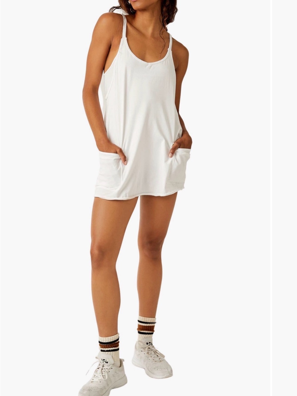 FP Movement by Free People Hot Shot White Racerback Pocket Tank Dress small